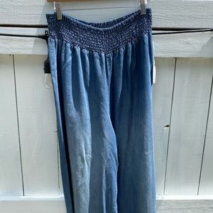 Wide Leg Dark Chambray Pants